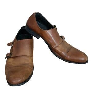 Kenneth Cole Mis-chief Double Monk Strap Leather Dress Shoes Brown Size 11